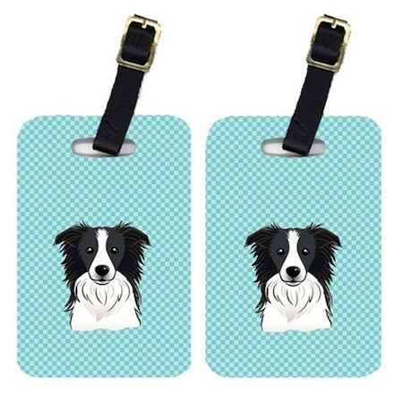 Carolines Treasures Carolines Treasures BB1179BT Pair Of Checkerboard Blue Border Collie Luggage Tags BB1179BT
